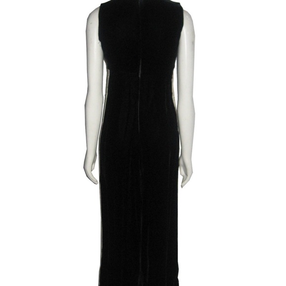 Sue Saunders Black Velvet Silver Sequins Peep-a-Boo Cut-out Leg Palazzo Jumpsuit - Picture 4 of 4